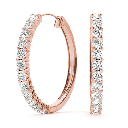 0.72ct Lab Diamond Shared Prong Hoop Earrings 14K White Gold