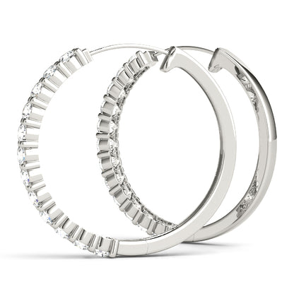 0.72ct Lab Diamond Shared Prong Hoop Earrings 14K White Gold