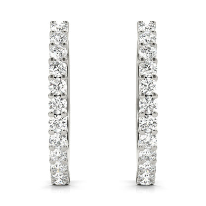 0.72ct Lab Diamond Shared Prong Hoop Earrings 14K White Gold