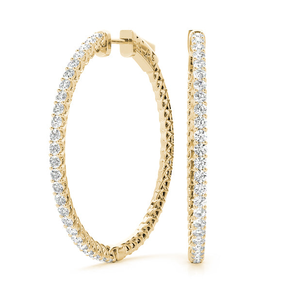 0.52CT Diamond Hoop Earrings Shared Prong in 14K White Gold 20MM