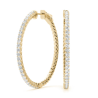 0.52CT Diamond Hoop Earrings Shared Prong in 14K White Gold 20MM