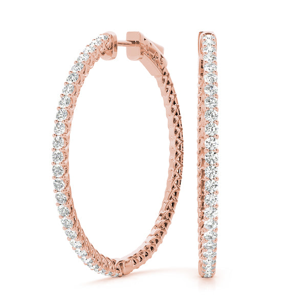 0.52CT Diamond Hoop Earrings Shared Prong in 14K White Gold 20MM