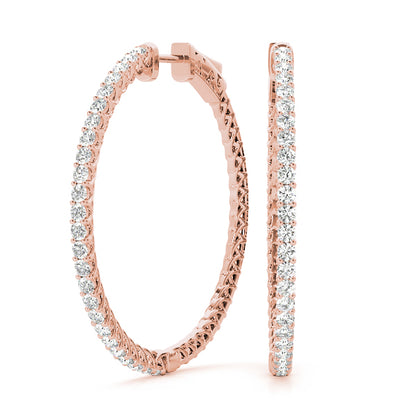 0.52CT Diamond Hoop Earrings Shared Prong in 14K White Gold 20MM
