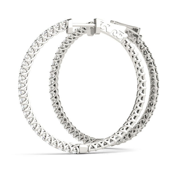 0.52CT Diamond Hoop Earrings Shared Prong in 14K White Gold 20MM