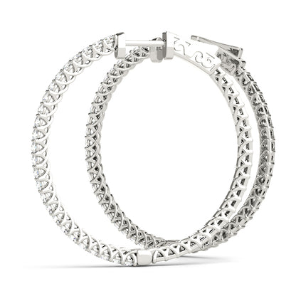 0.52CT Diamond Hoop Earrings Shared Prong in 14K White Gold 20MM