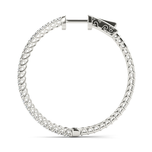 0.52CT Diamond Hoop Earrings Shared Prong in 14K White Gold 20MM