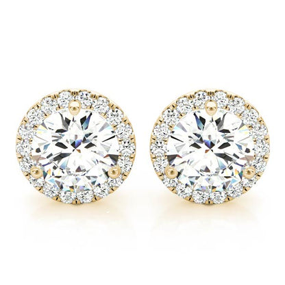 2.22CT Lab Diamond Halo Stud Earrings in 14K White Gold