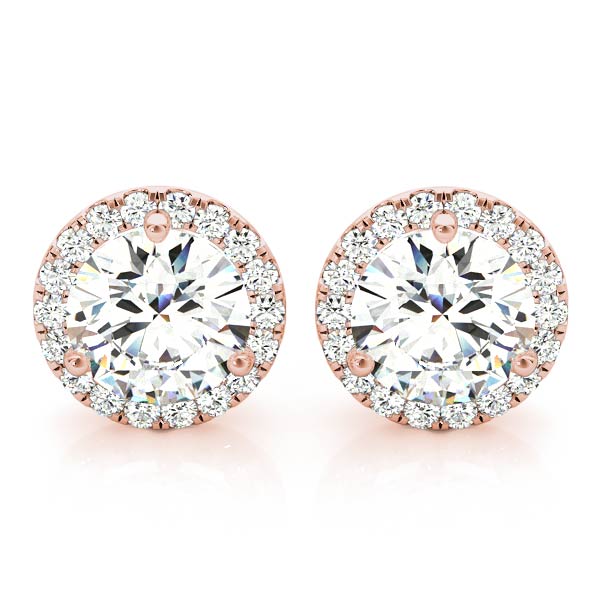 2.22CT Lab Diamond Halo Stud Earrings in 14K White Gold