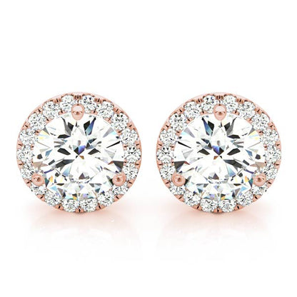 2.22CT Lab Diamond Halo Stud Earrings in 14K White Gold