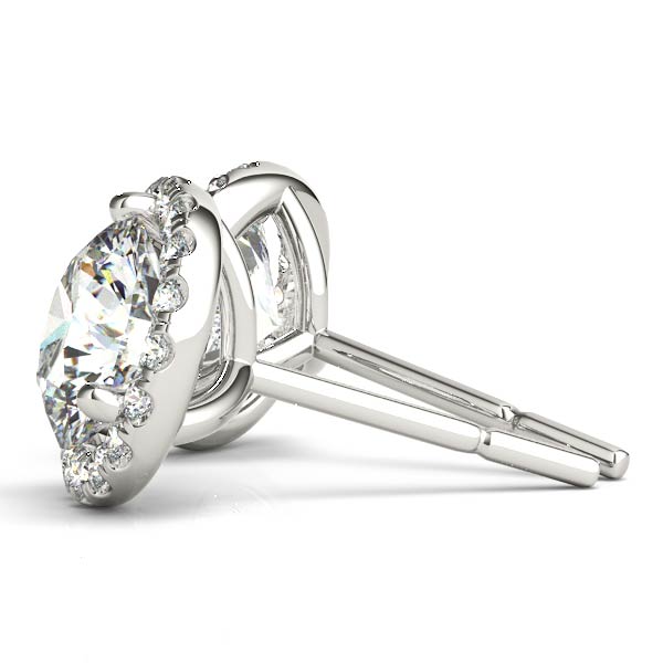 2.22CT Lab Diamond Halo Stud Earrings in 14K White Gold