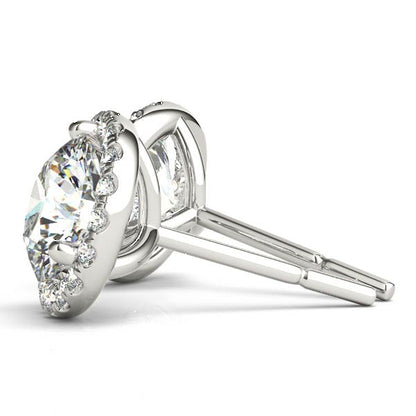 2.22CT Lab Diamond Halo Stud Earrings in 14K White Gold