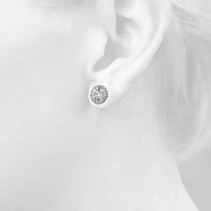 Luxury 1.22CT Lab Diamond Halo Stud Earrings in 14K White Gold