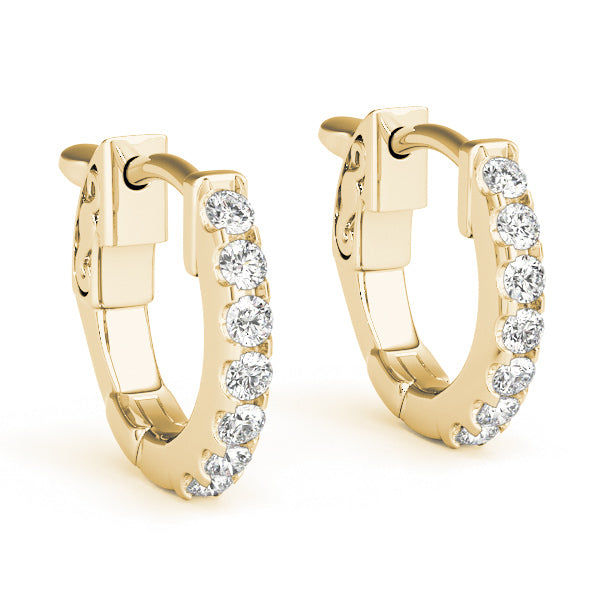 14K White Gold 0.28ct Lab Diamond Huggie Hoop Earrings 12.7mm