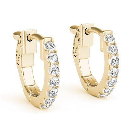 14K White Gold 0.28ct Lab Diamond Huggie Hoop Earrings 12.7mm