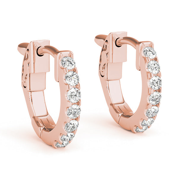 14K White Gold 0.28ct Lab Diamond Huggie Hoop Earrings 12.7mm