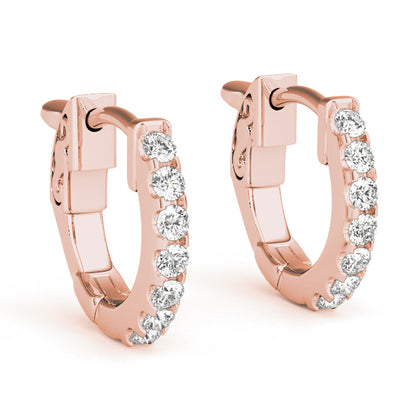 14K White Gold 0.28ct Lab Diamond Huggie Hoop Earrings 12.7mm