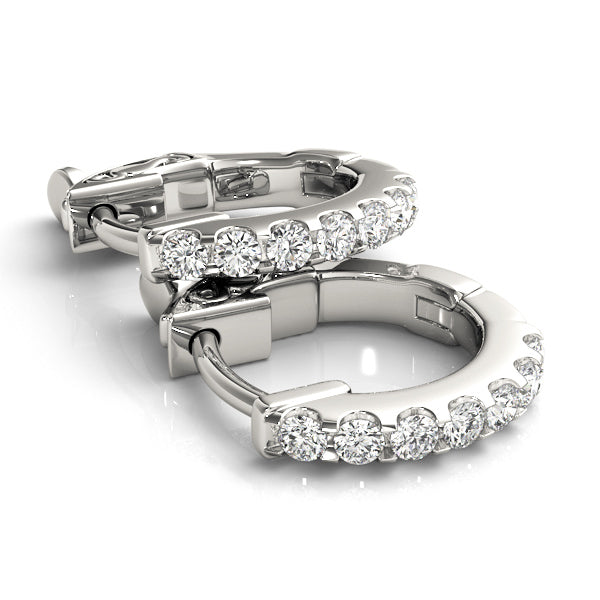14K White Gold 0.28ct Lab Diamond Huggie Hoop Earrings 12.7mm