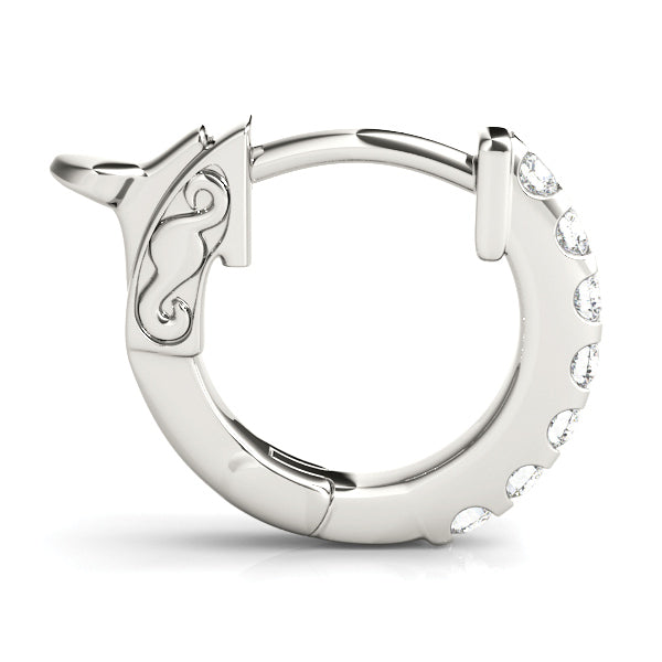 14K White Gold 0.28ct Lab Diamond Huggie Hoop Earrings 12.7mm