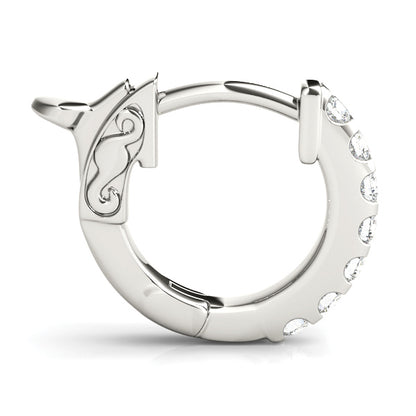 14K White Gold 0.28ct Lab Diamond Huggie Hoop Earrings 12.7mm