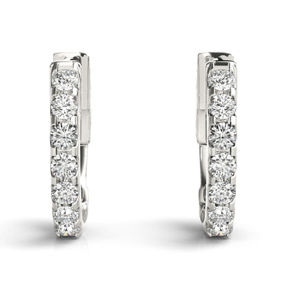 14K White Gold 0.28ct Lab Diamond Huggie Hoop Earrings 12.7mm