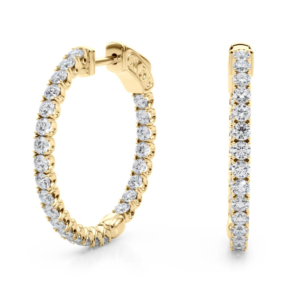 1CT Lab Diamond Inside-Out Hoop Earrings 25MM 14K White Gold