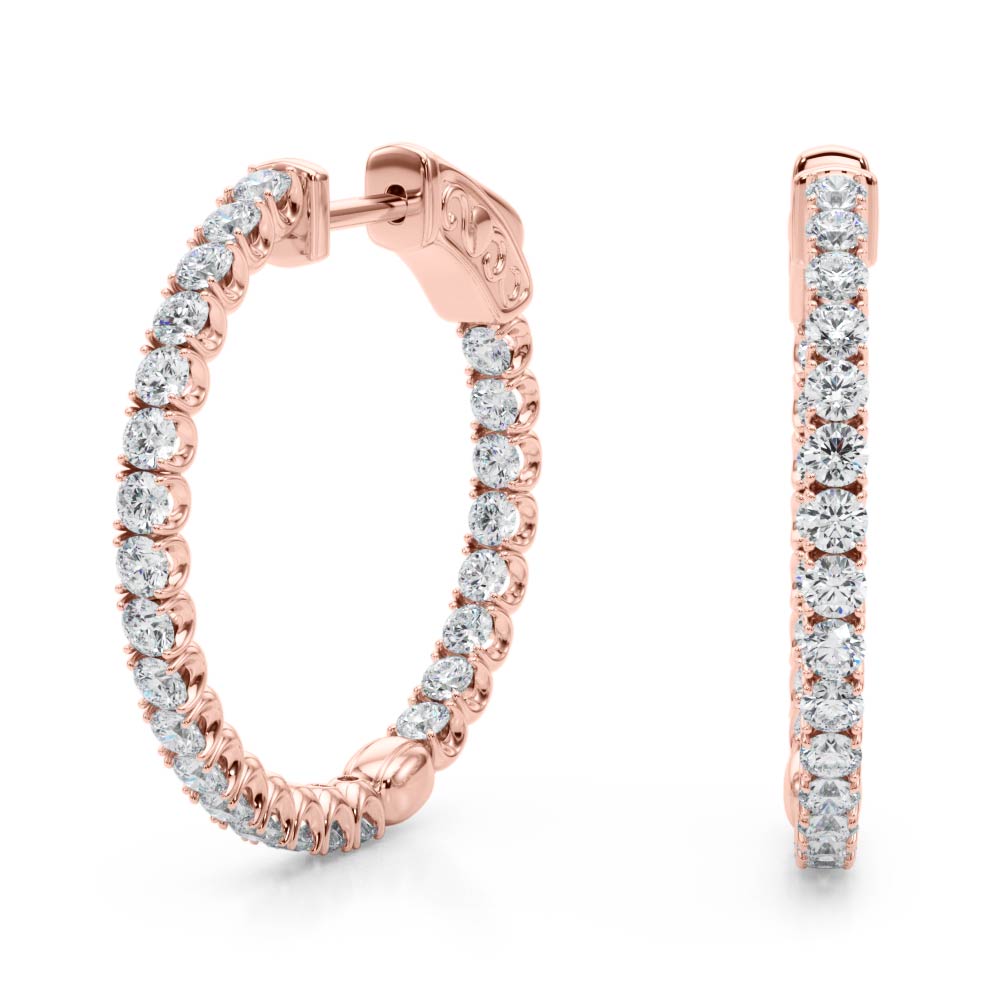 1CT Lab Diamond Inside-Out Hoop Earrings 25MM 14K White Gold