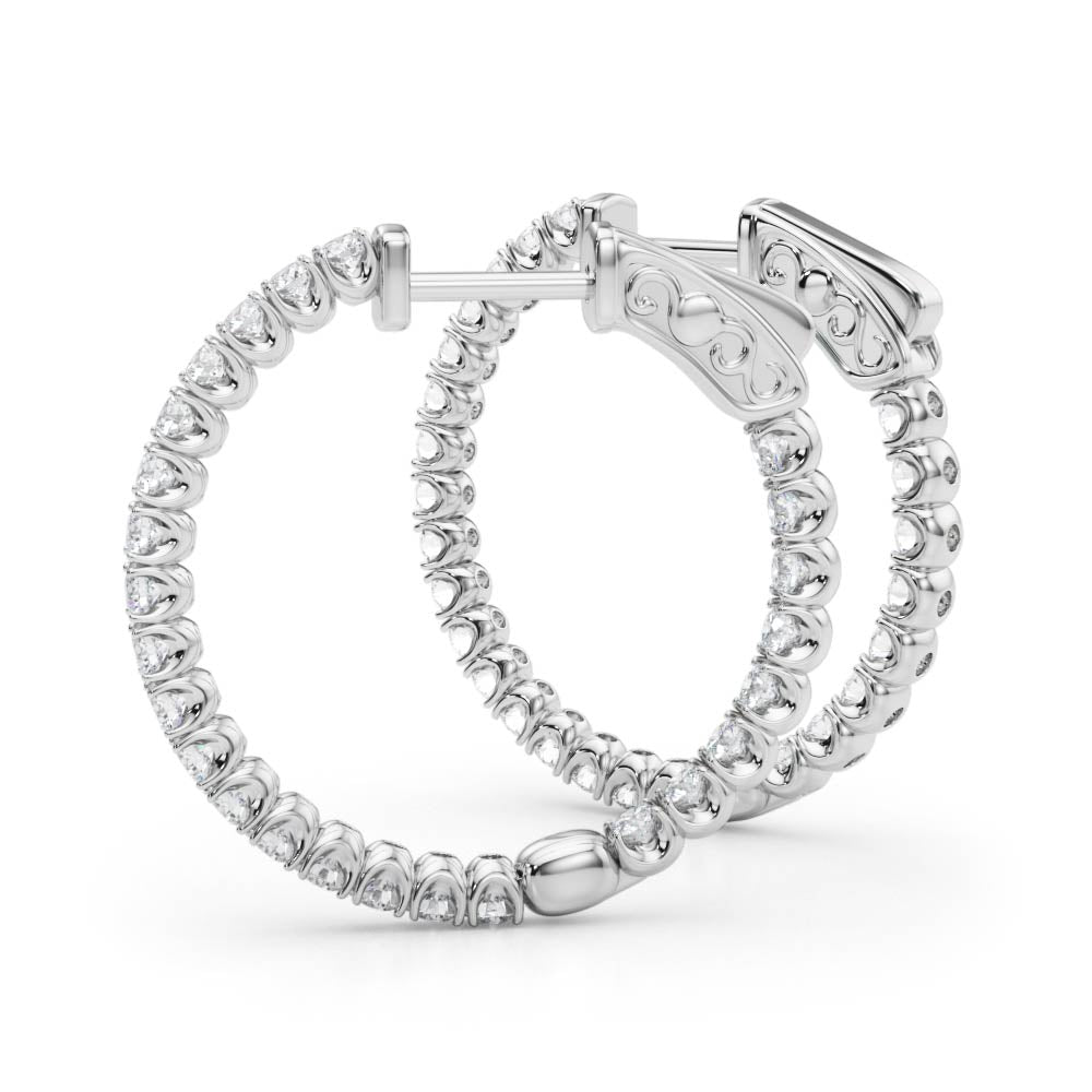 1CT Lab Diamond Inside-Out Hoop Earrings 25MM 14K White Gold