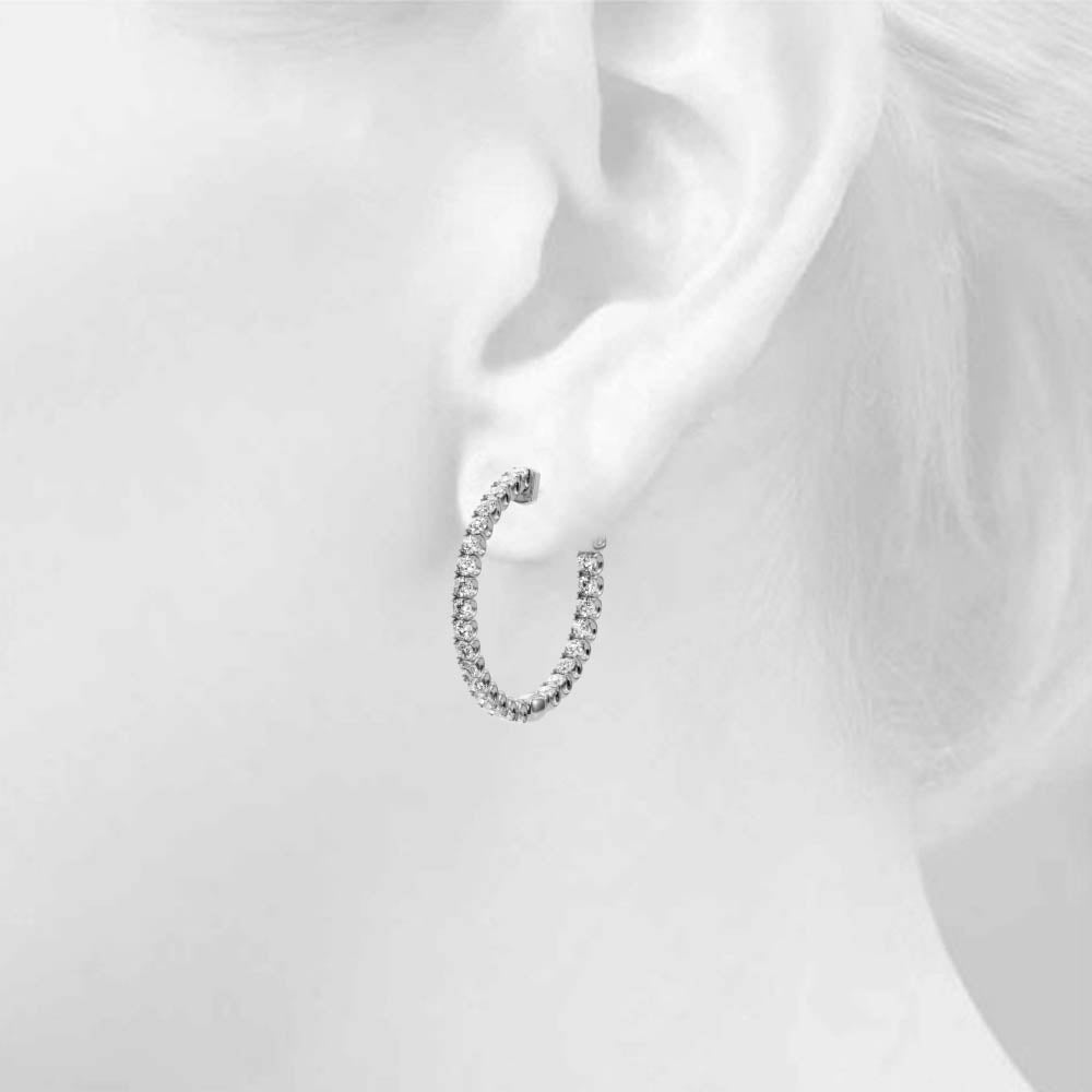 1CT Lab Diamond Inside-Out Hoop Earrings 25MM 14K White Gold
