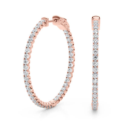 1.6CT Round Inside-Out Diamond Hoop Earrings 14K White Gold 35MM