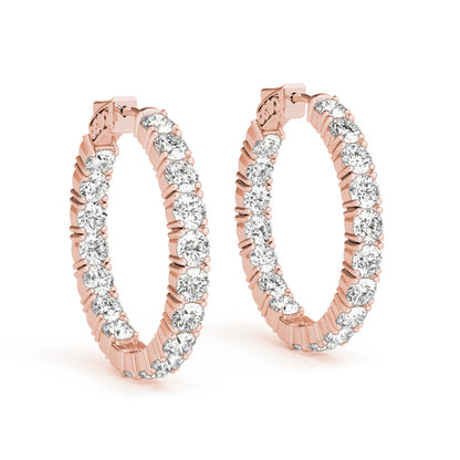 3.6CT Inside-Out Diamond Hoop Earrings 22mm 14K White Gold