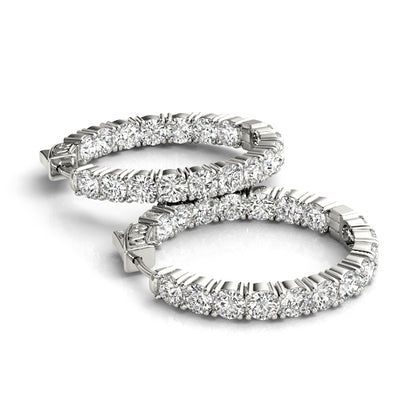 3.6CT Inside-Out Diamond Hoop Earrings 22mm 14K White Gold