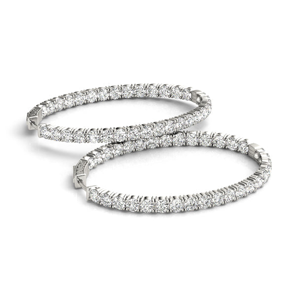 2.2CT Inside-Out Lab Diamond Oval Hoop Earrings 14K White Gold