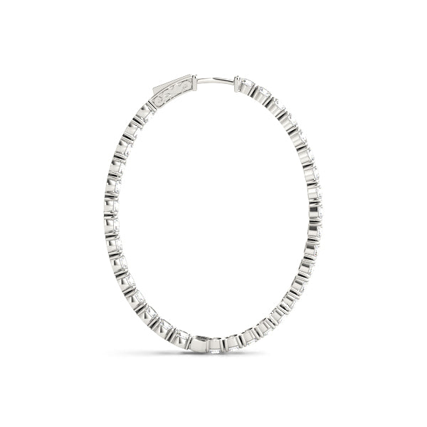2.2CT Inside-Out Lab Diamond Oval Hoop Earrings 14K White Gold