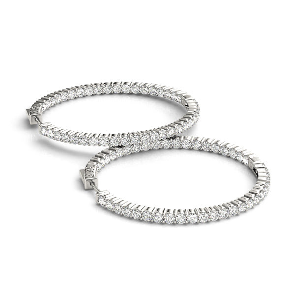 1.5CT Lab Diamond 20MM Hoop Earrings in 14K White Gold