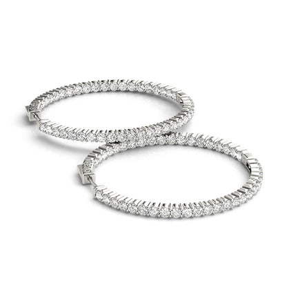 1.5CT Lab Diamond 20MM Hoop Earrings in 14K White Gold