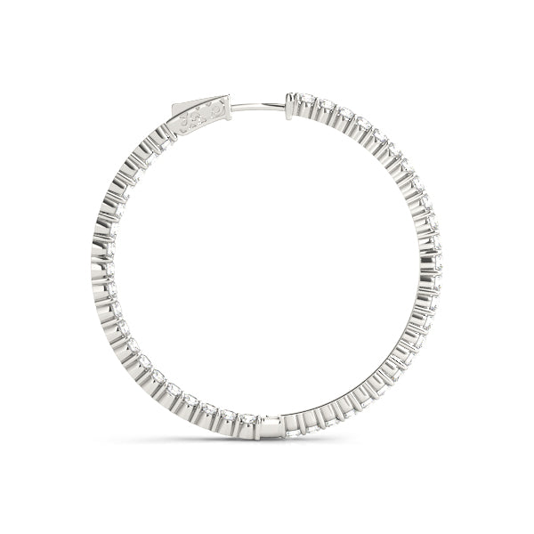 1CT Diamond Hoop Earrings 23MM 14K White Gold Inside-Out Style