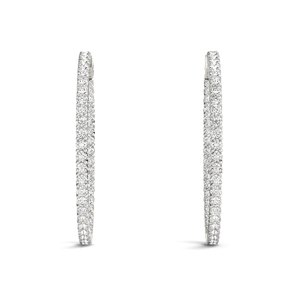 1.5CT Lab Diamond 20MM Hoop Earrings in 14K White Gold