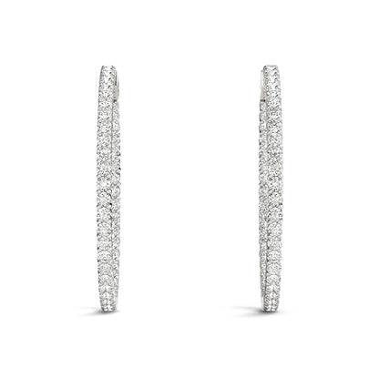 1.5CT Lab Diamond 20MM Hoop Earrings in 14K White Gold