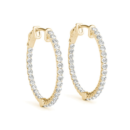 0.76CT Diamond Round Inside-Out Hoop Earrings in 20MM 14K White Gold