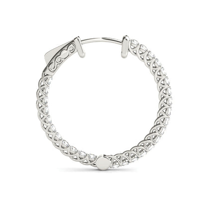 0.76CT Diamond Round Inside-Out Hoop Earrings in 20MM 14K White Gold