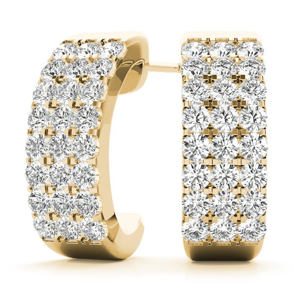 Posh 1CT Diamond Pave Huggie J-Hoop Earrings 14K White Gold