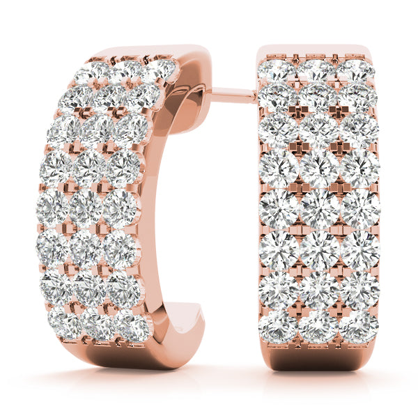 Posh 1CT Diamond Pave Huggie J-Hoop Earrings 14K White Gold