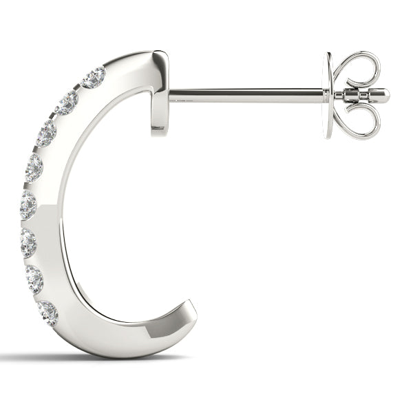 Fancy Pave Lab Diamond Huggie Earrings in 10K White Gold 8mm