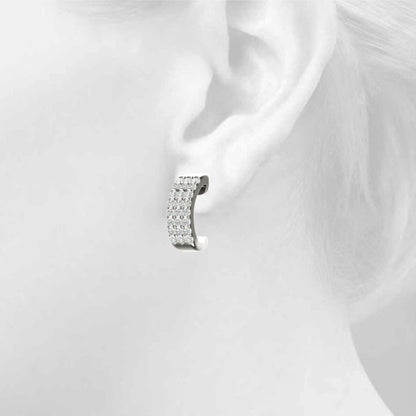 Fancy Pave Lab Diamond Huggie Earrings in 10K White Gold 8mm