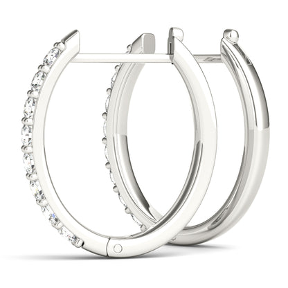 0.48CT Diamond Front-Set Hoop Earrings in 10K White Gold 17.6mm