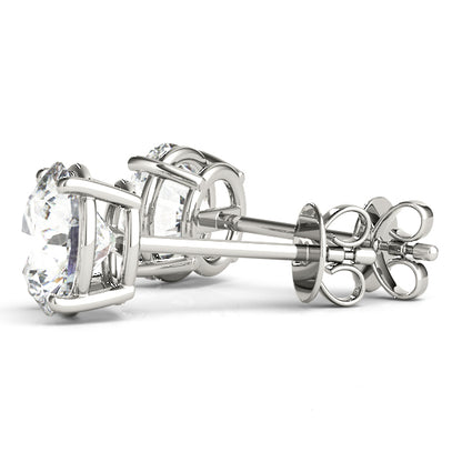 0.66CT Diamond Solitaire Stud Earrings in 14K White Gold Box Setting
