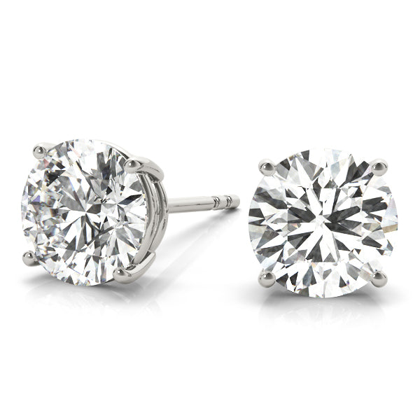 0.66CT Diamond Solitaire Stud Earrings in 14K White Gold Box Setting