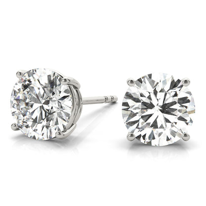 0.66CT Diamond Solitaire Stud Earrings in 14K White Gold Box Setting