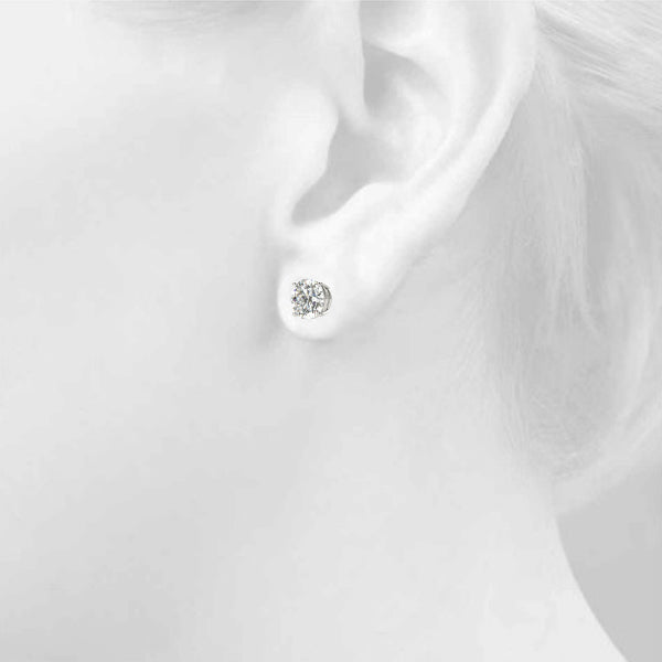 0.66CT Diamond Solitaire Stud Earrings in 14K White Gold Box Setting