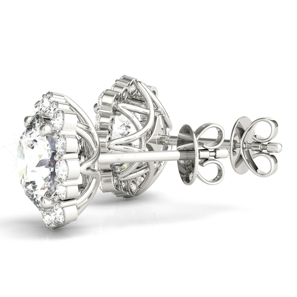 1.2CT Lab Diamond Halo Stud Earrings in 6.5MM 14K White Gold